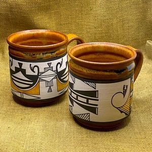 Vintage Tina Richardson Southwestern Indian Style Ceramic Art / Mugs